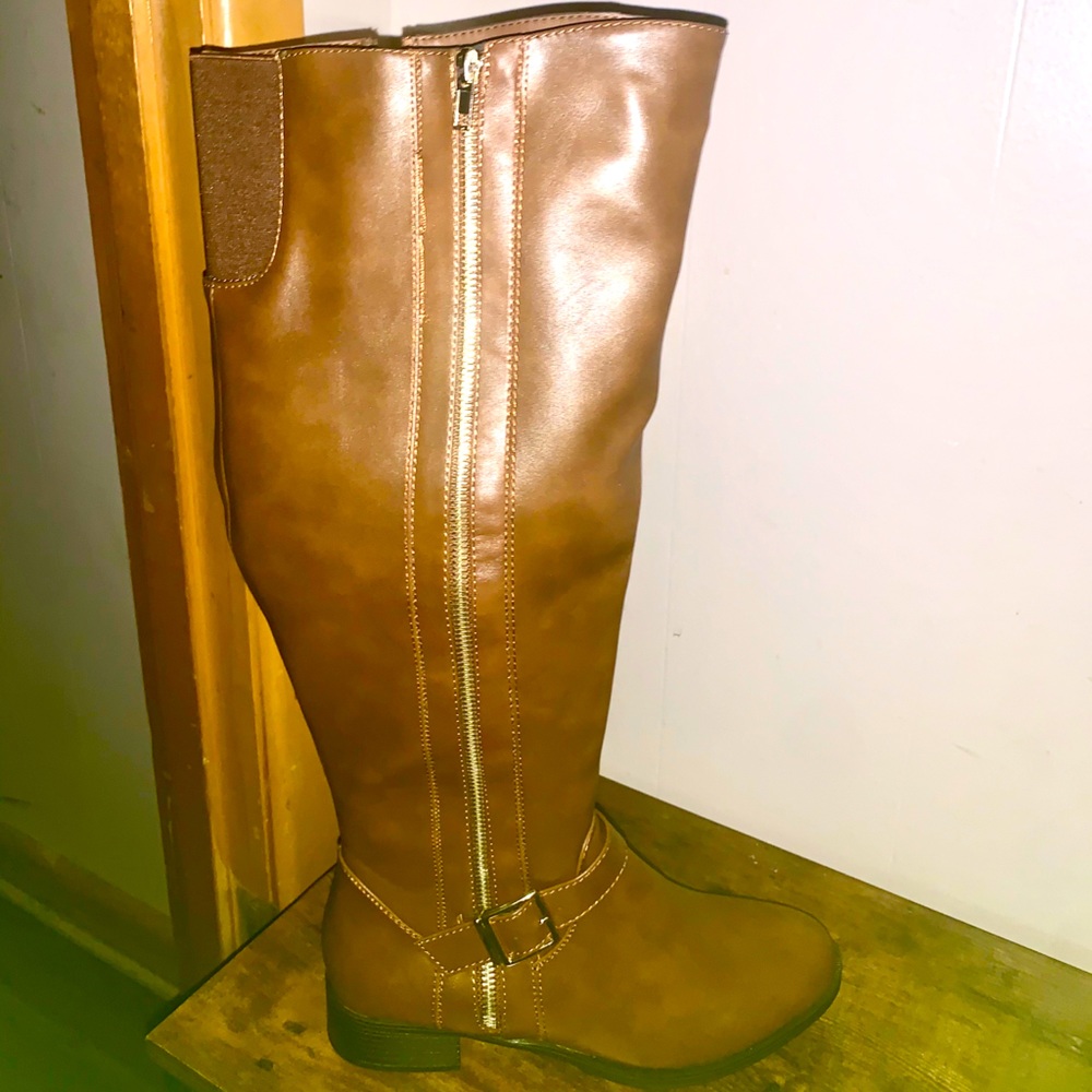 Brown Tall Boot Zip Up Brand New